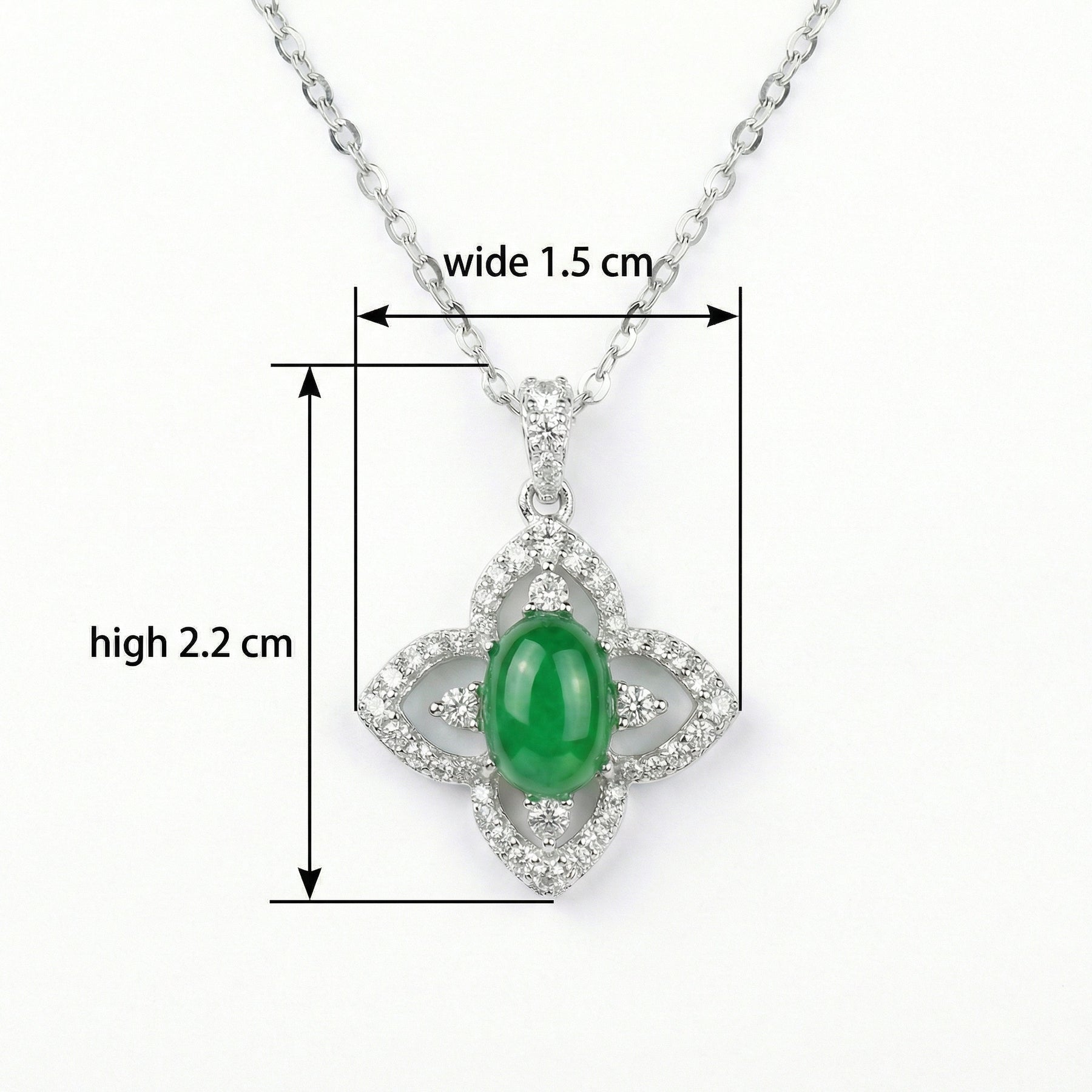 Deep green jade Flower Necklace – jade necklace, close-up