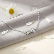 Heart Bowknot Charm Bracelet – sterling silver bracelet, front view